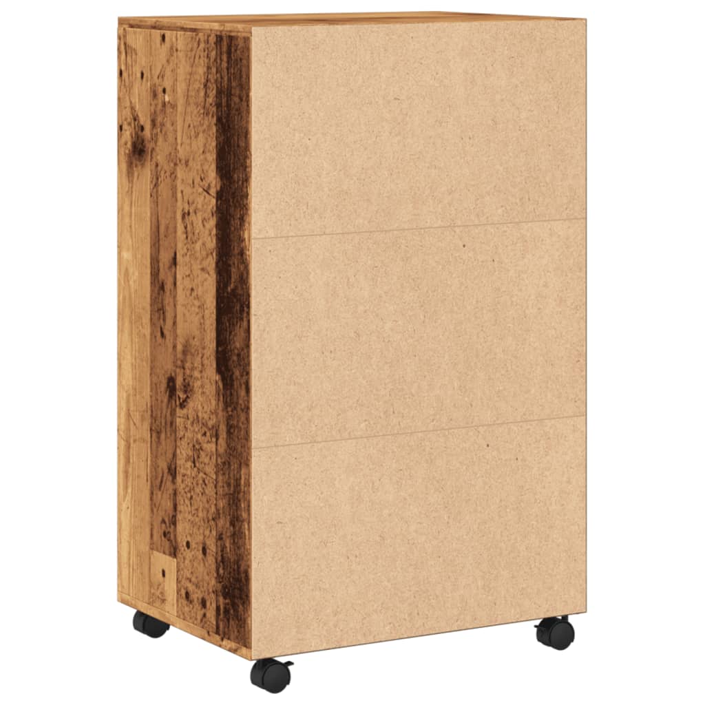 Rolling Cabinet Old Wood Look 55x40x91 cm Wood Material