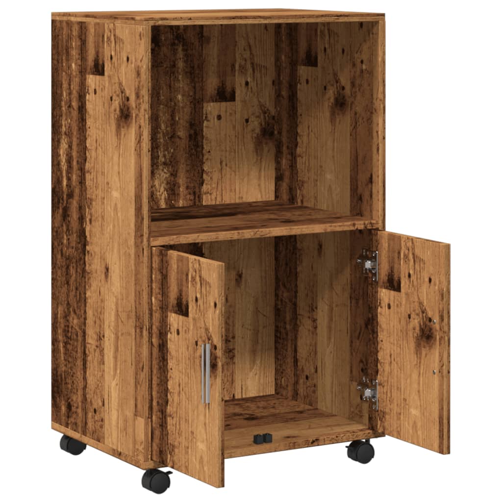 Rolling Cabinet Old Wood Look 55x40x91 cm Wood Material