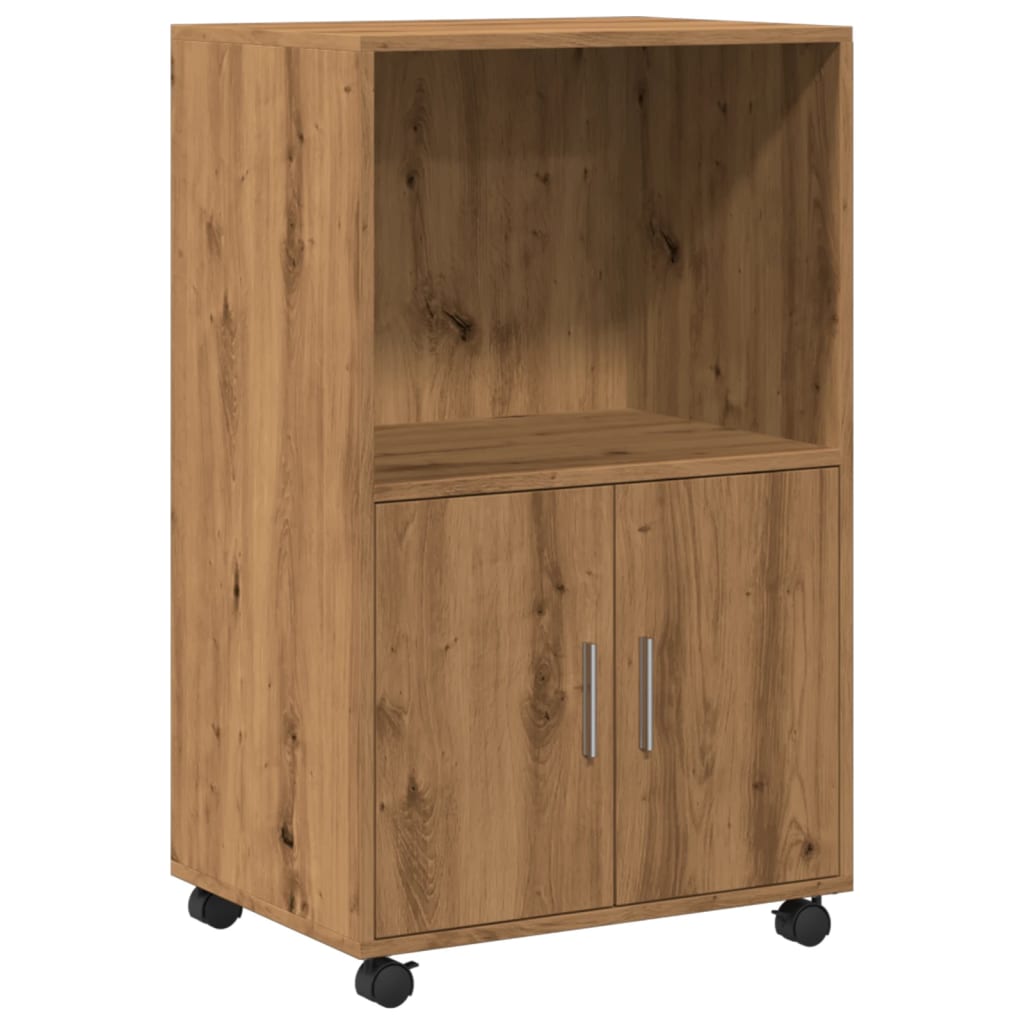 Rolling Cabinet Artisan Oak 55x40x91 cm Wood Material