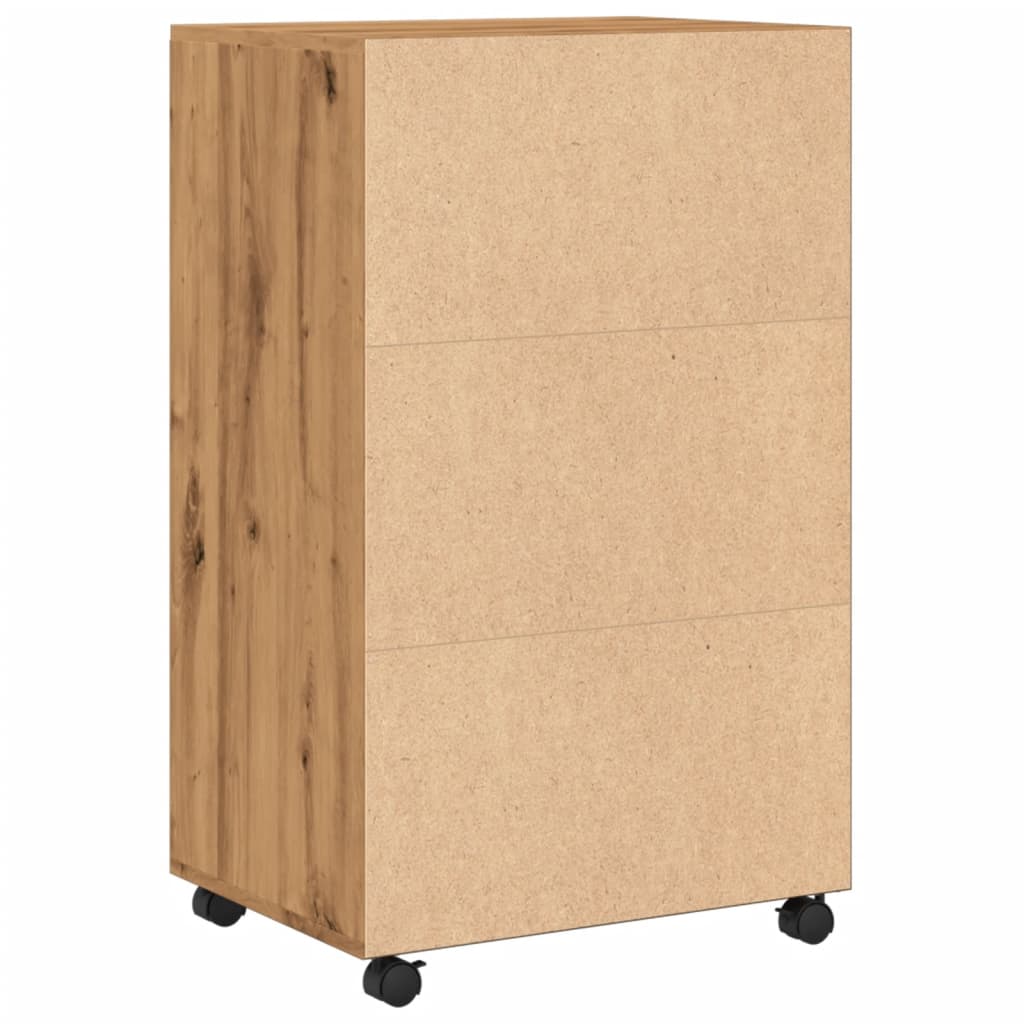 Rolling Cabinet Artisan Oak 55x40x91 cm Wood Material