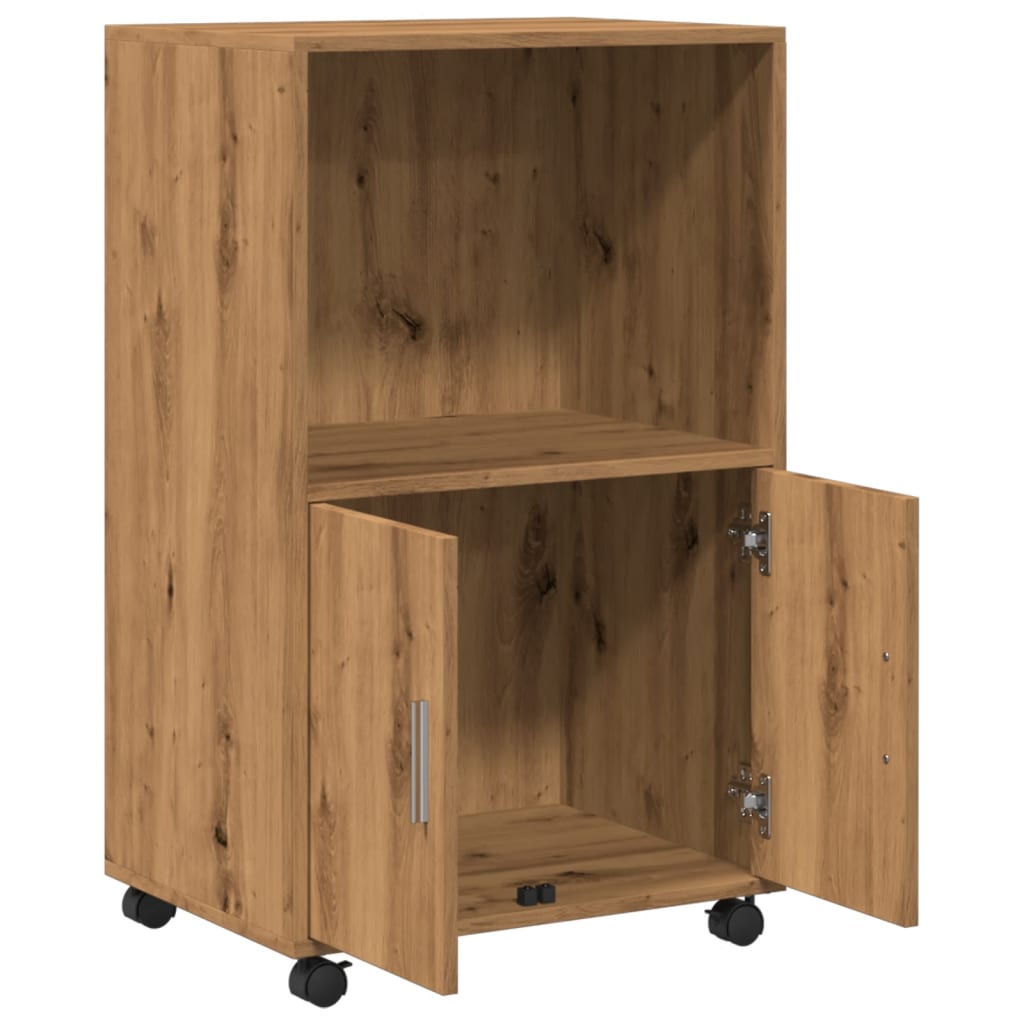 Rolling Cabinet Artisan Oak 55x40x91 cm Wood Material
