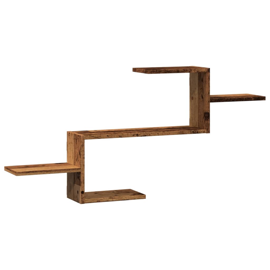 Étagère murale aspect bois de récupération 104x15x49 cm matériau bois