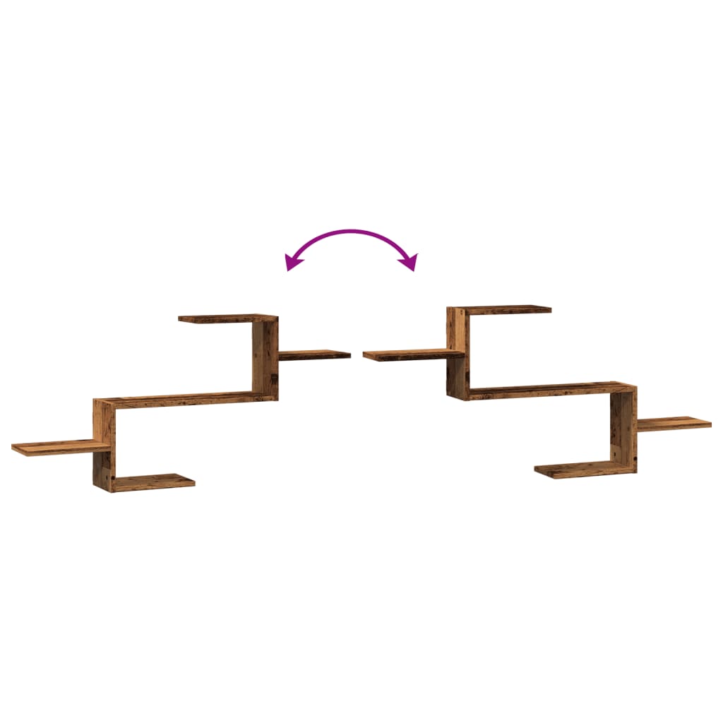 Étagère murale aspect bois de récupération 104x15x49 cm matériau bois