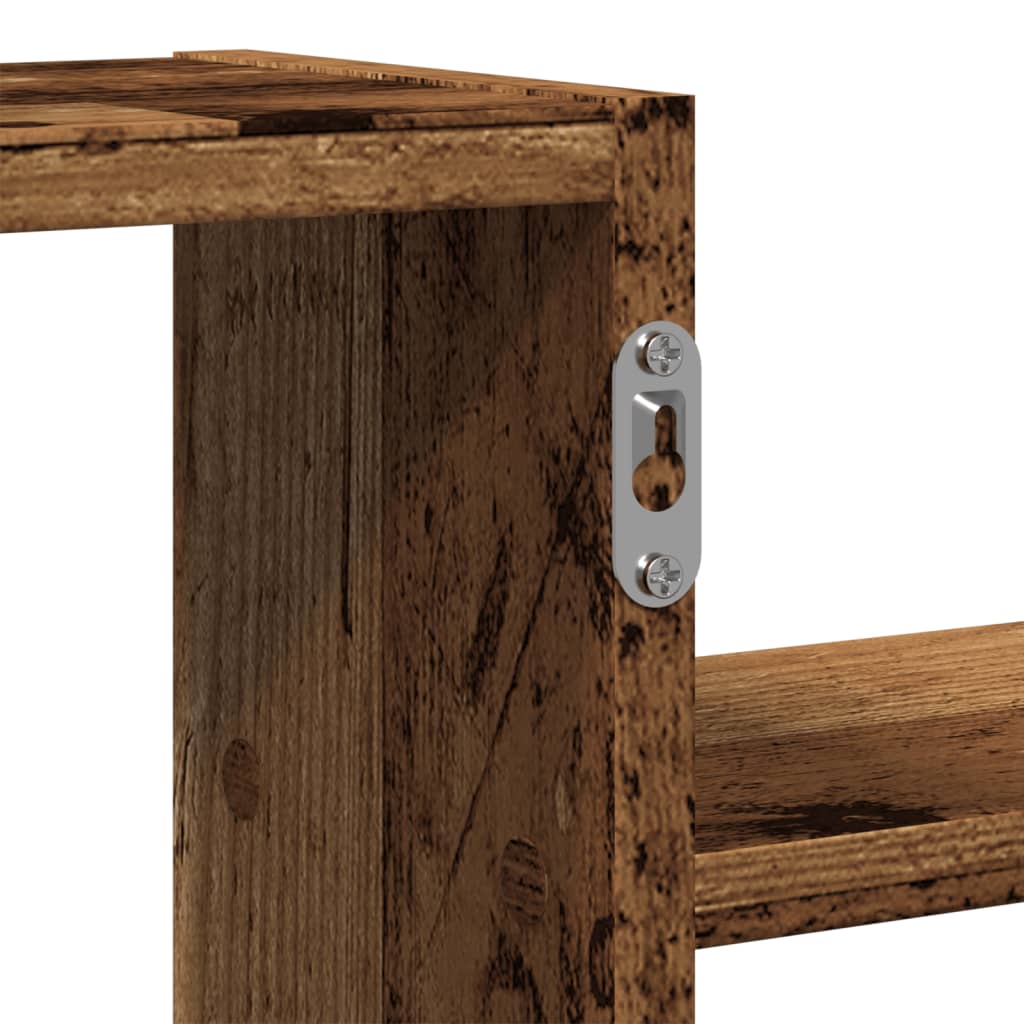 Étagère murale aspect bois de récupération 104x15x49 cm matériau bois