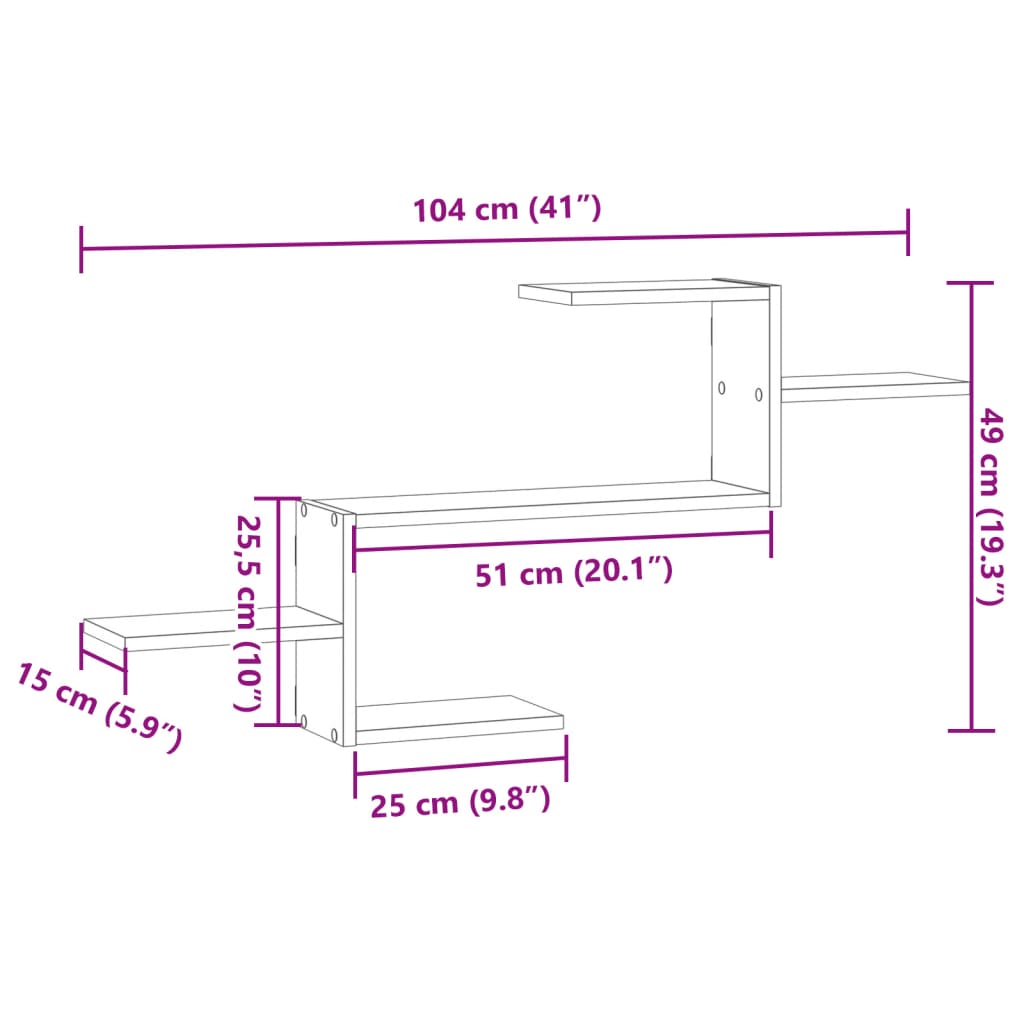 Wandregal Artisan-Eiche 104x15x49 cm Holzwerkstoff