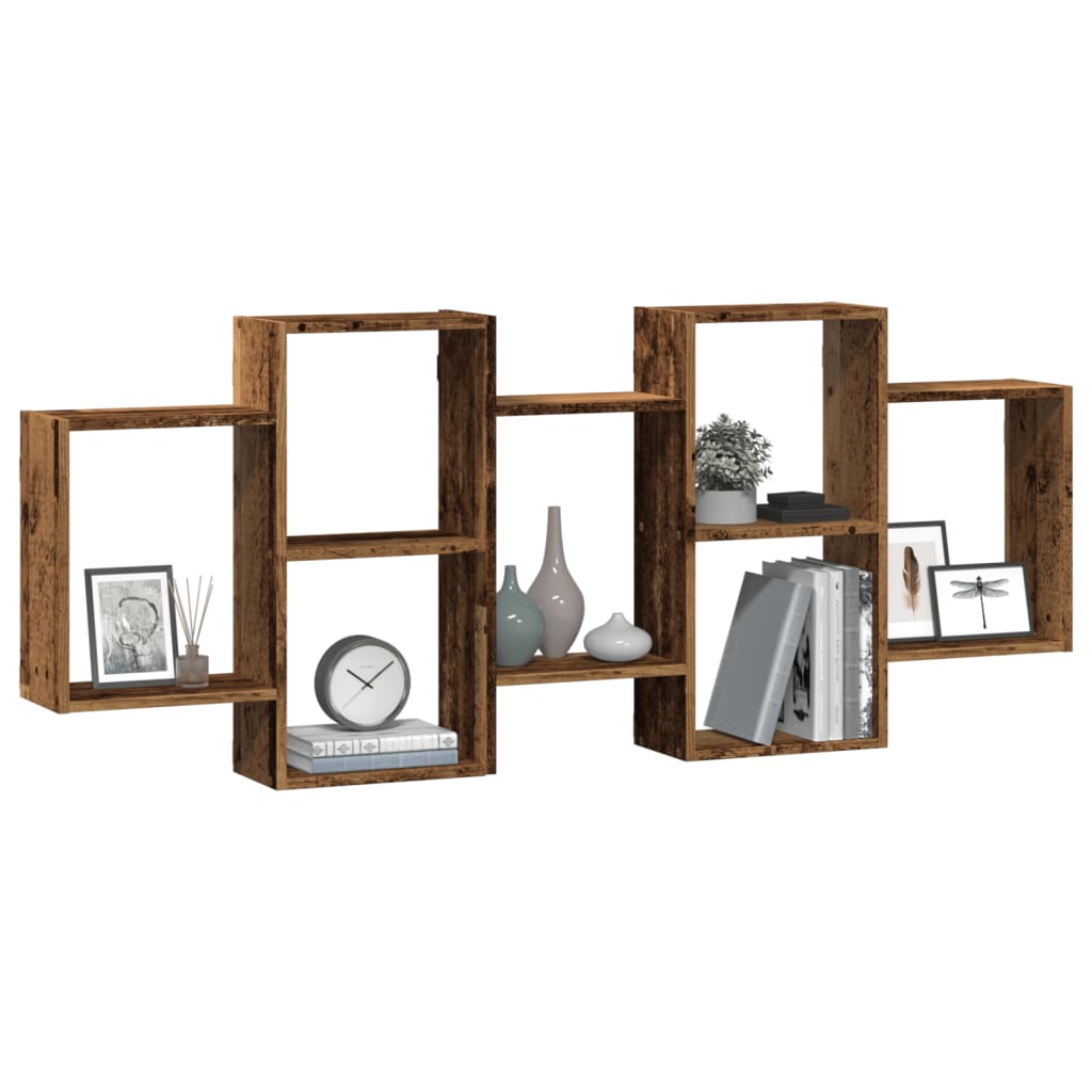 Étagère murale aspect bois de récupération 159x18x65 cm en bois