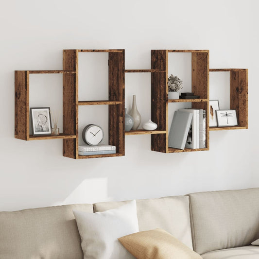 Wall shelf old wood look 159x18x65 cm wood material