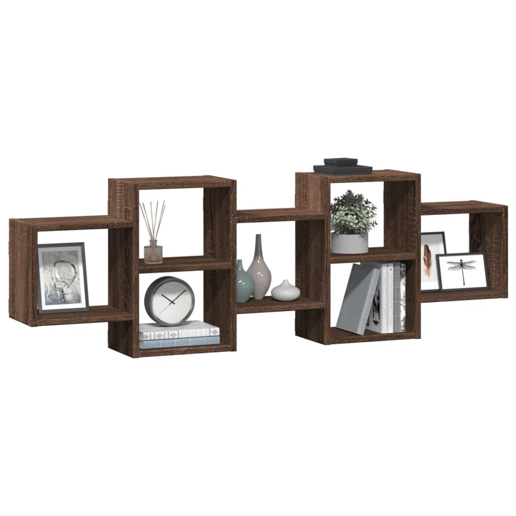 Wall shelf brown oak look 129x18x42 cm wood material