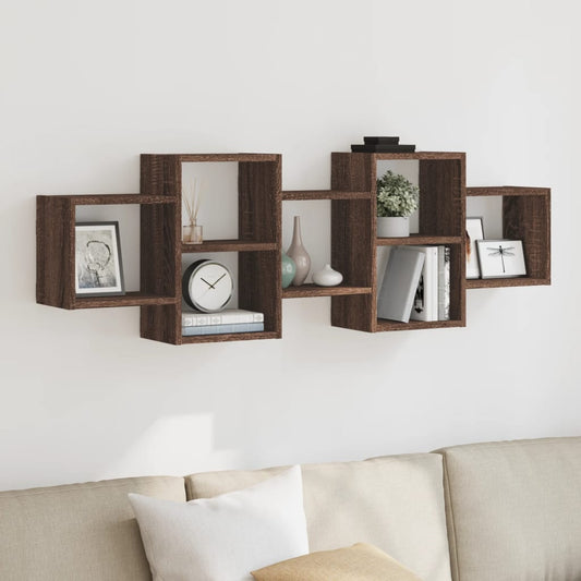Wall shelf brown oak look 129x18x42 cm wood material