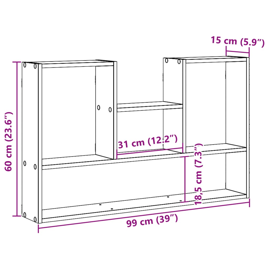 Wall Shelf White 99x15x60 cm Wood Material