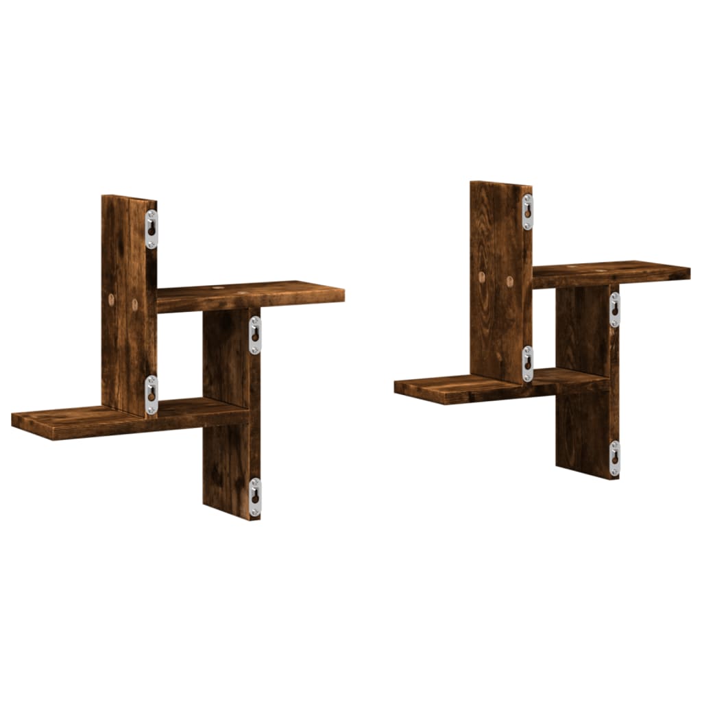Wall shelves 2 pcs. Smoked oak 38x12x38 cm wood material