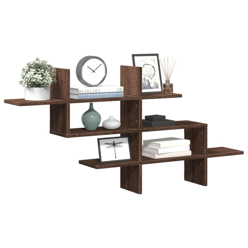 Wall shelf brown oak look 124.5x18x60.5 cm wood material