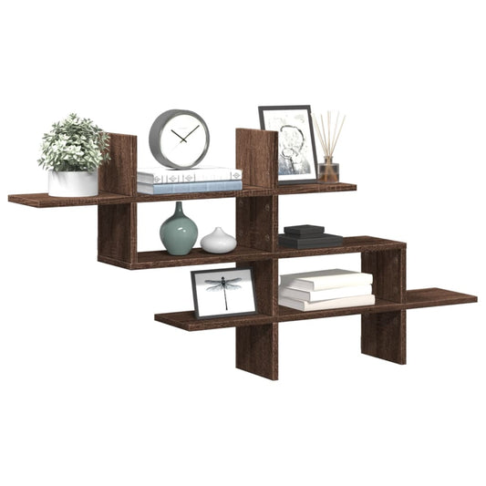 Wall shelf brown oak look 124.5x18x60.5 cm wood material