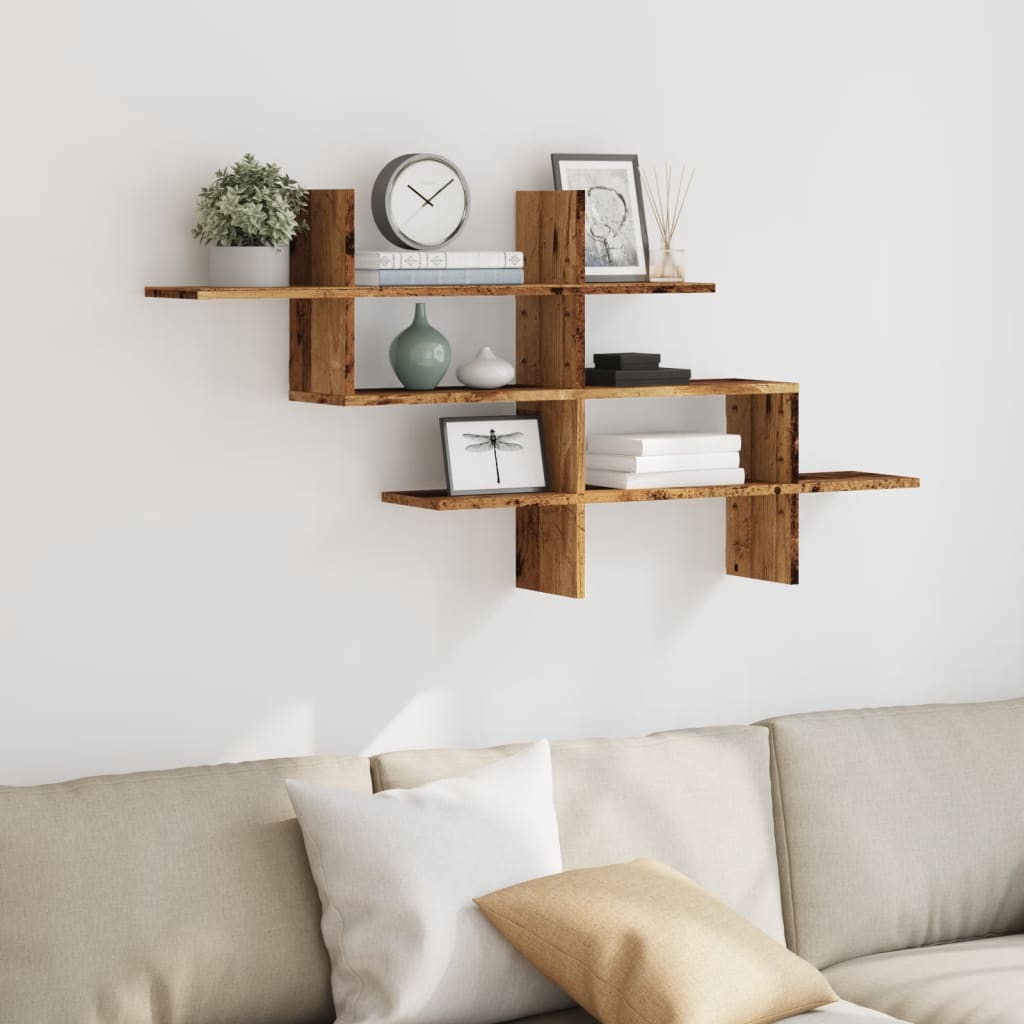 Wall shelf old wood look 124.5x18x60.5 cm wood material