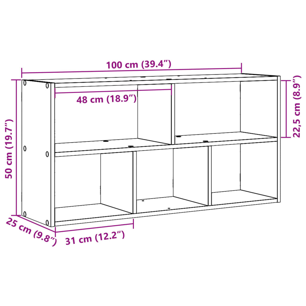 Wall shelf concrete grey 100x25x50 cm wood material