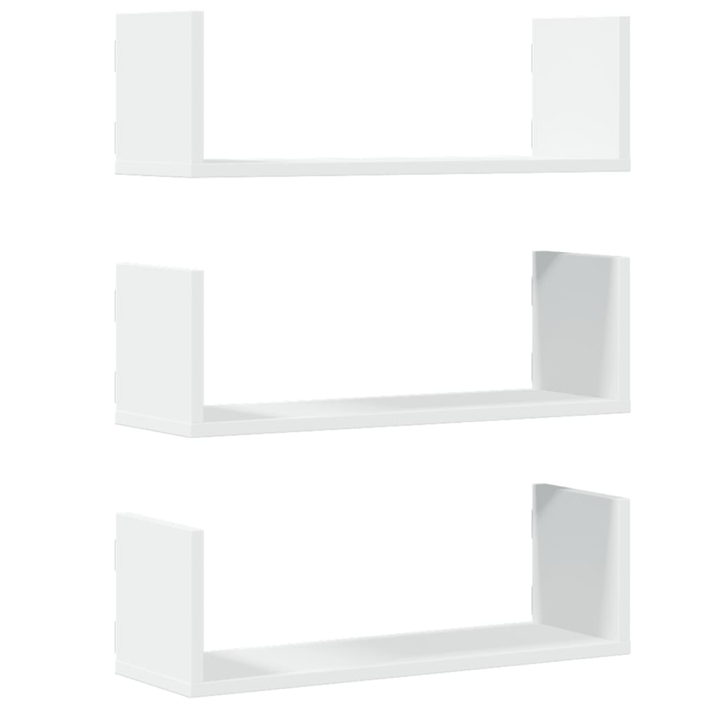 Wall shelves 3 pcs. White 58x18x18 cm wood material
