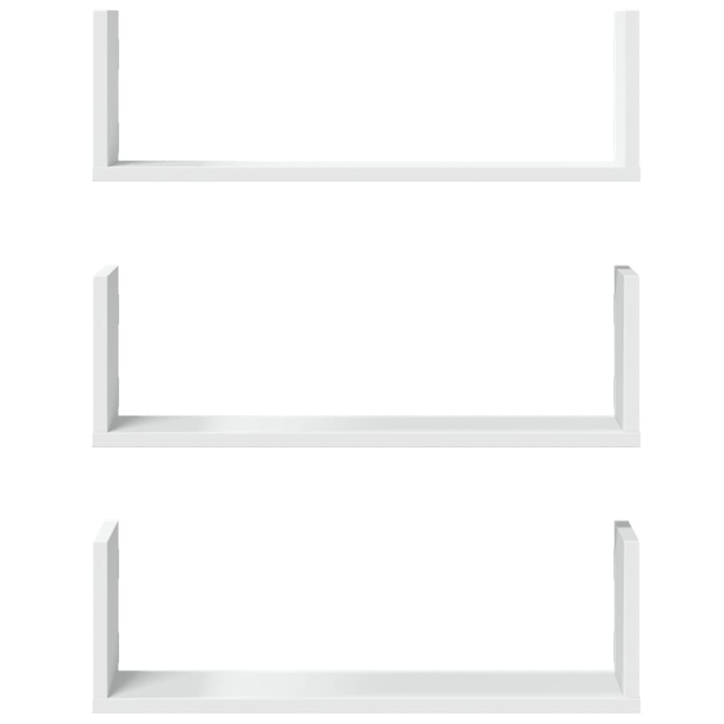 Wall shelves 3 pcs. White 58x18x18 cm wood material
