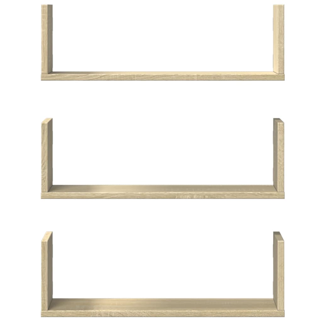Wall shelves 3 pcs. Sonoma oak 58x18x18 cm wood material
