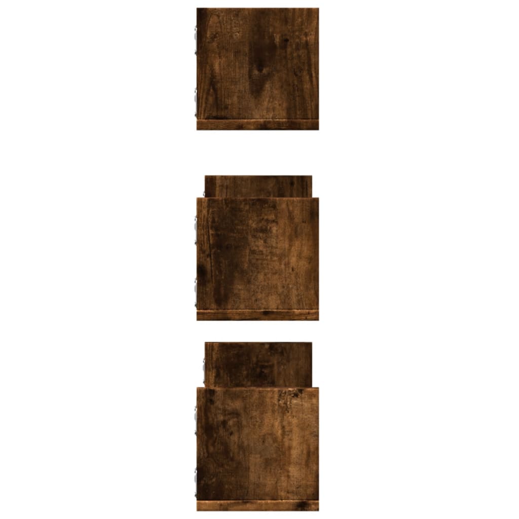 Wall shelves 3 pcs. Smoked oak 58x18x18 cm wood material