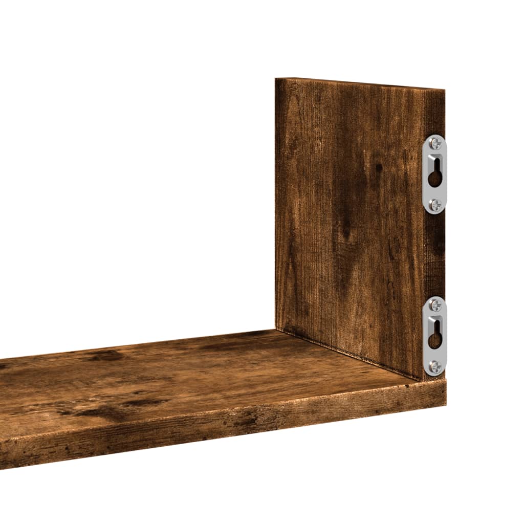 Wall shelves 3 pcs. Smoked oak 58x18x18 cm wood material