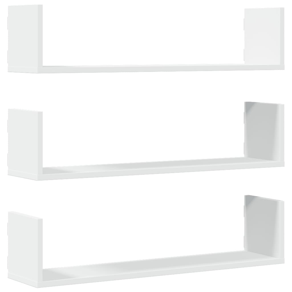 Wall shelves 3 pcs. White 80x18x18 cm wood material