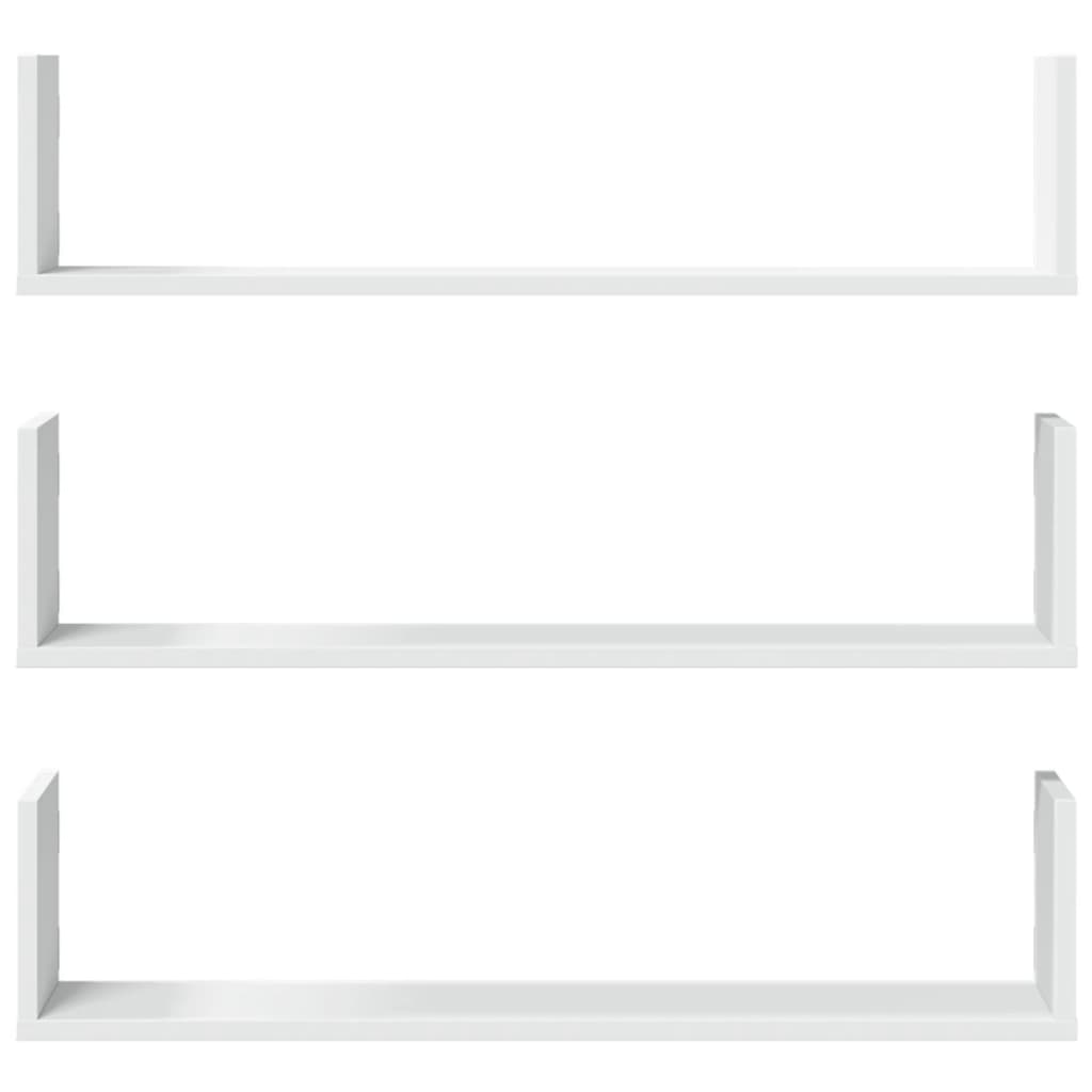 Wall shelves 3 pcs. White 80x18x18 cm wood material