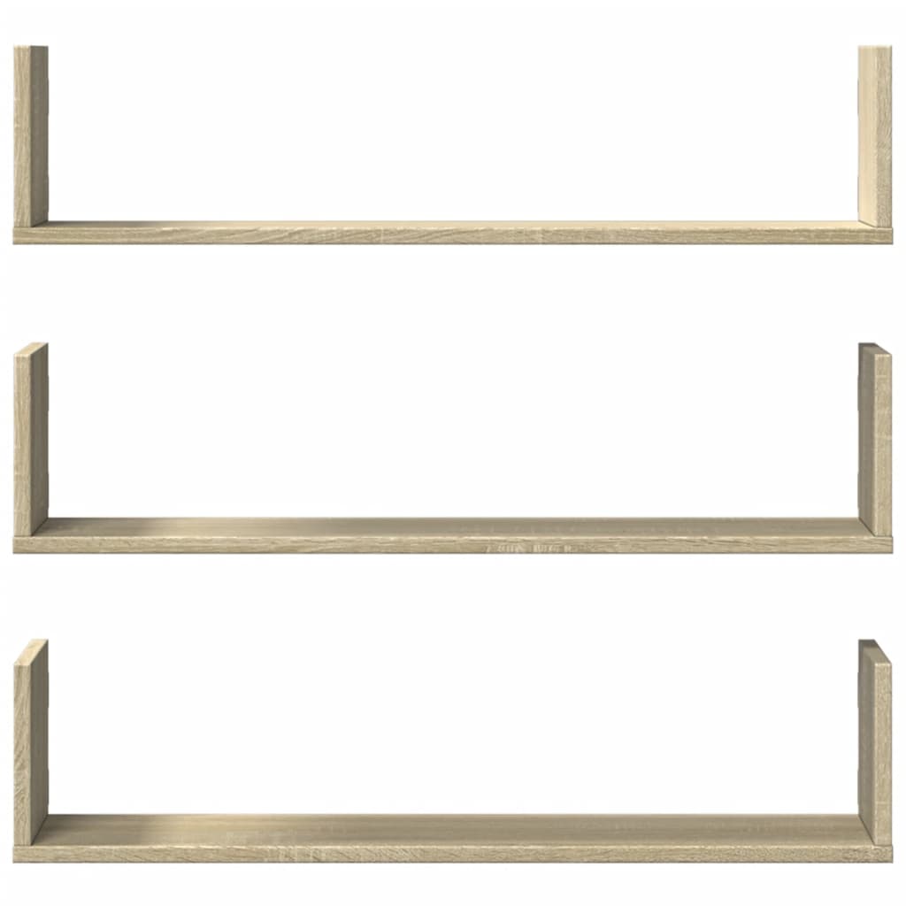Wall shelves 3 pcs. Sonoma oak 80x18x18 cm wood material