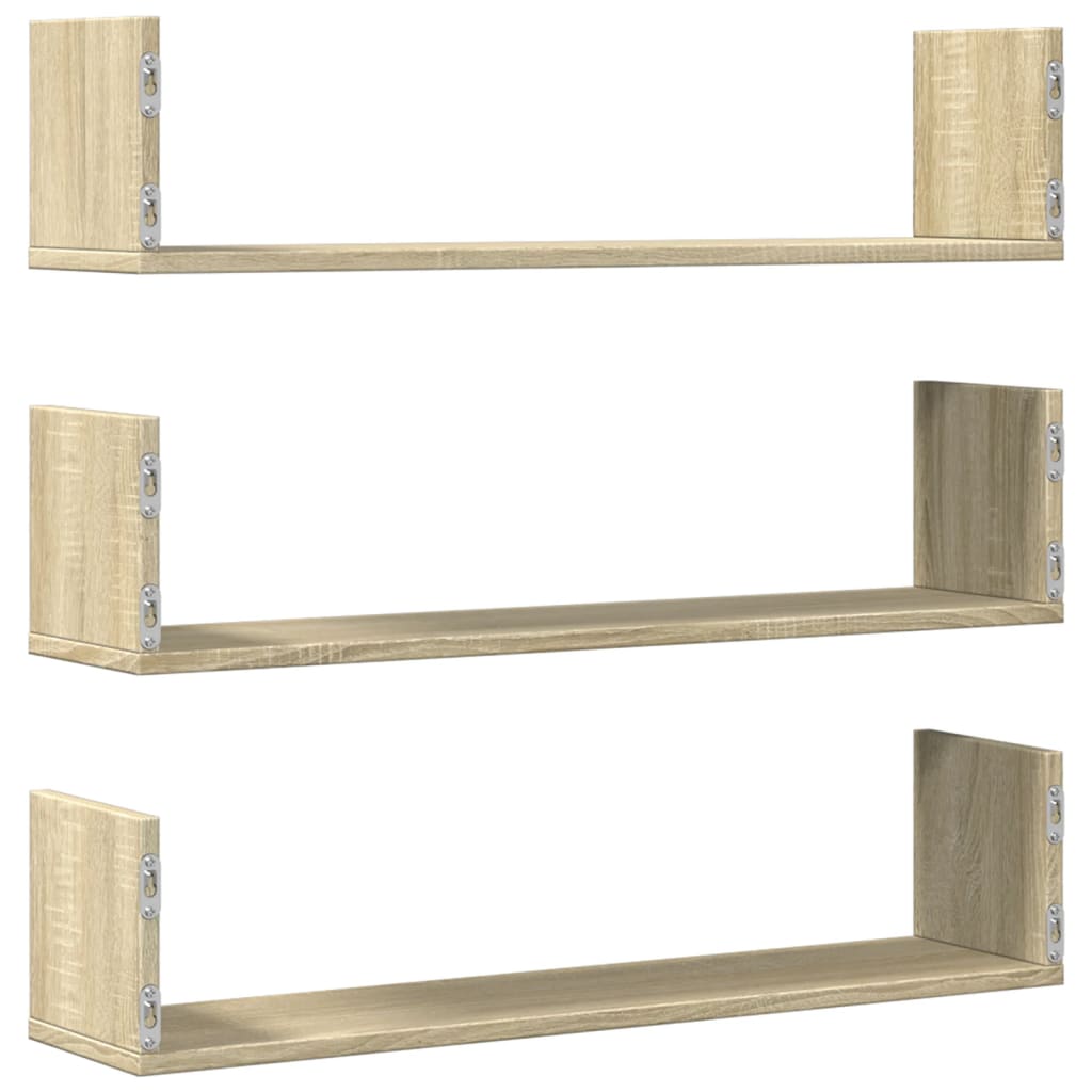 Wall shelves 3 pcs. Sonoma oak 80x18x18 cm wood material