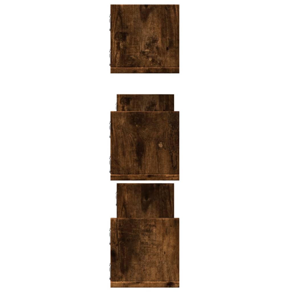 Wall shelves 3 pcs. Smoked oak 80x18x18 cm wood material