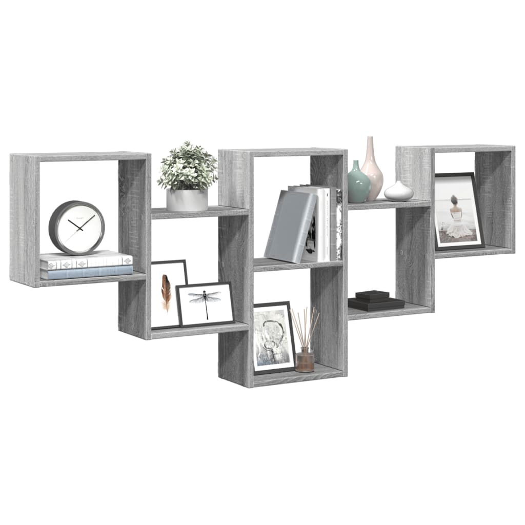 Wall shelf Grey Sonoma 159x18x66 cm wood material