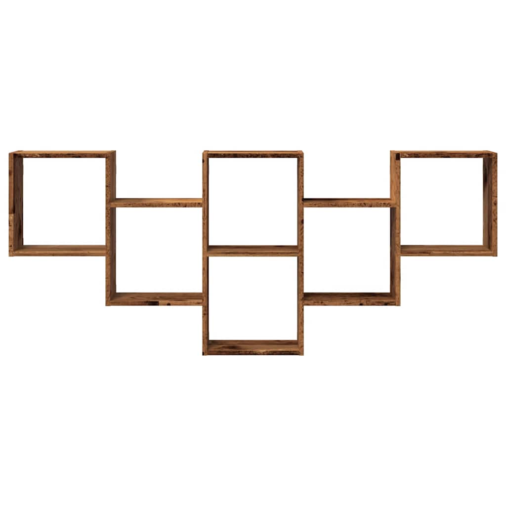 Étagère murale aspect bois de récupération 159x18x66 cm matériau bois