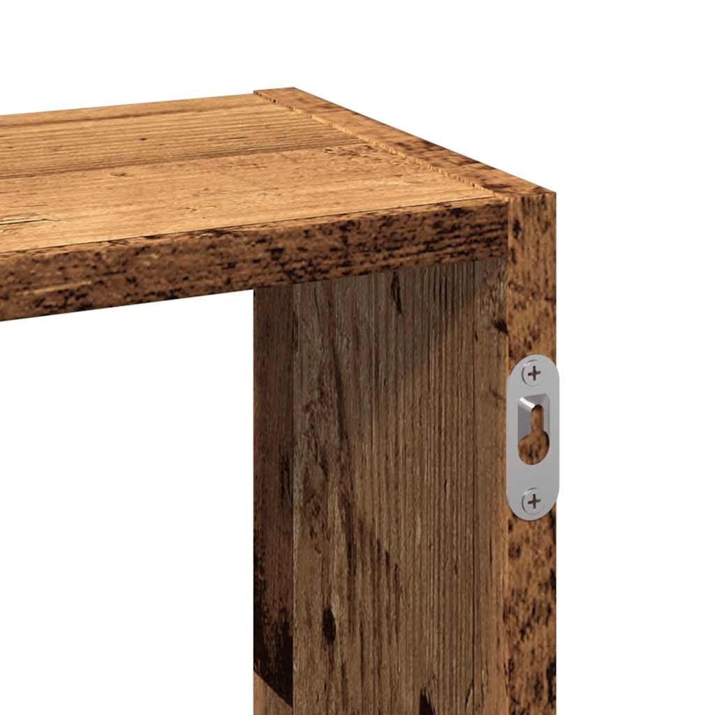 Étagère murale aspect bois de récupération 159x18x66 cm matériau bois