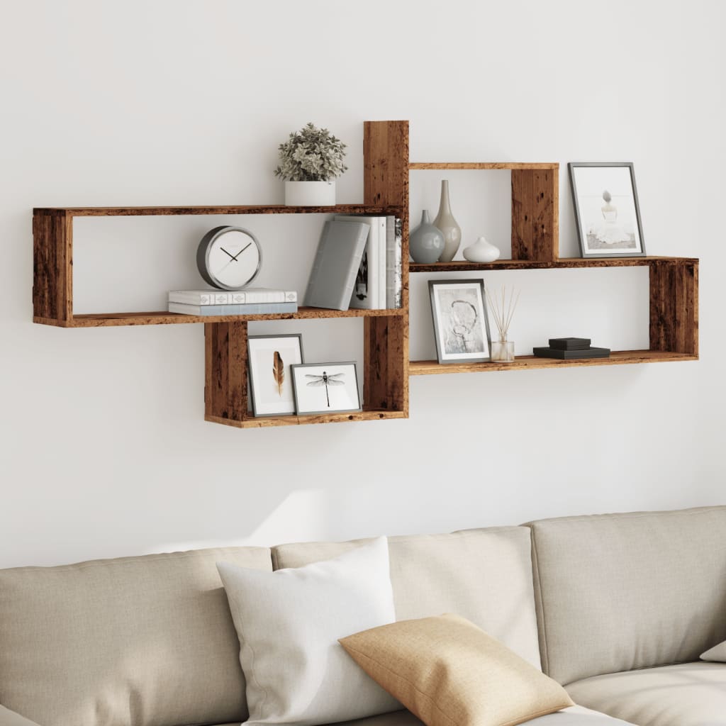 Wall shelf reclaimed wood look 167.5x18x68 cm wood material