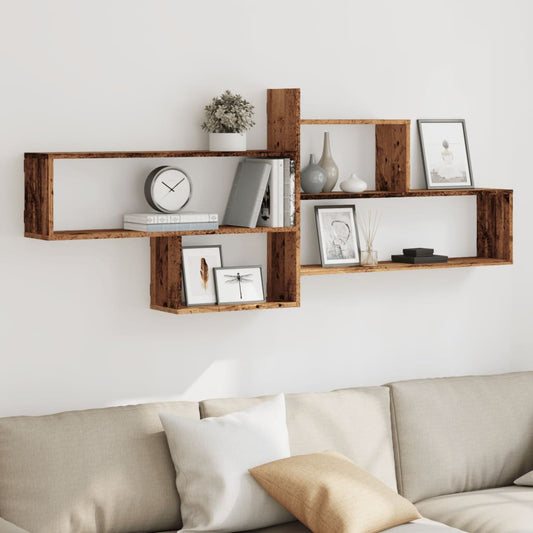 Wall shelf reclaimed wood look 167.5x18x68 cm wood material