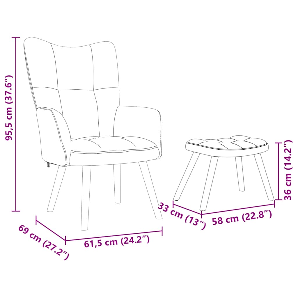 Relaxsessel mit Hocker Schwarz Stoff