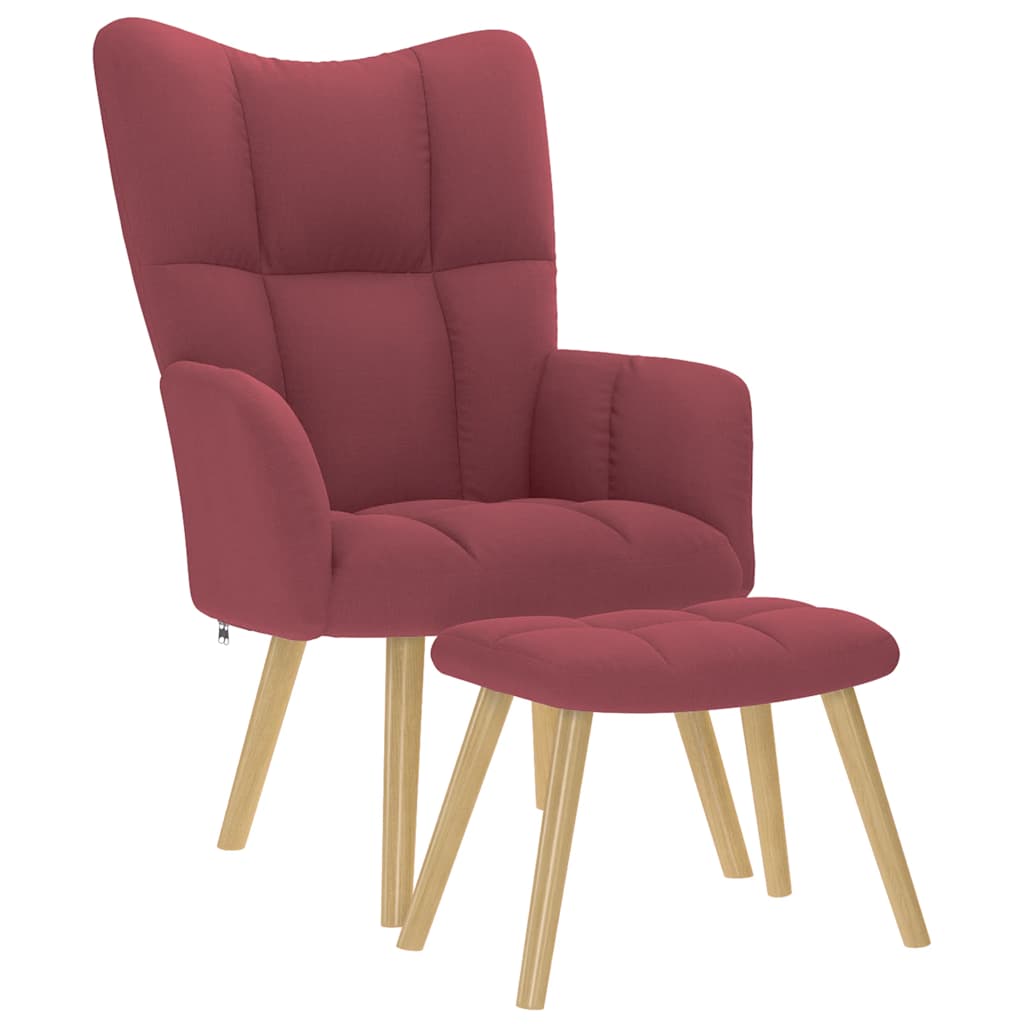 Relaxsessel mit Hocker Weinrot Stoff
