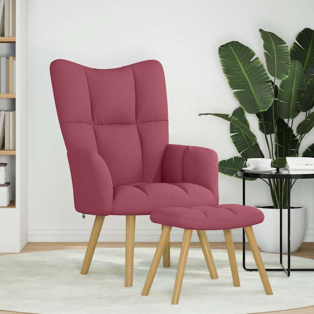 Relaxsessel mit Hocker Weinrot Stoff