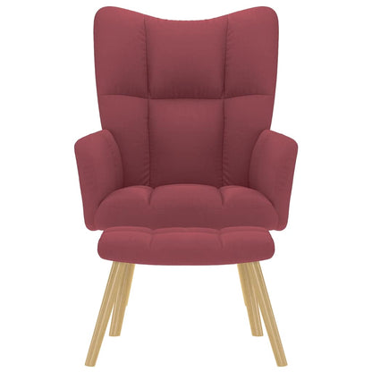 Relaxsessel mit Hocker Weinrot Stoff