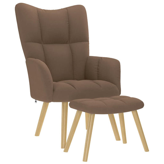 Relaxsessel mit Hocker Braun Stoff