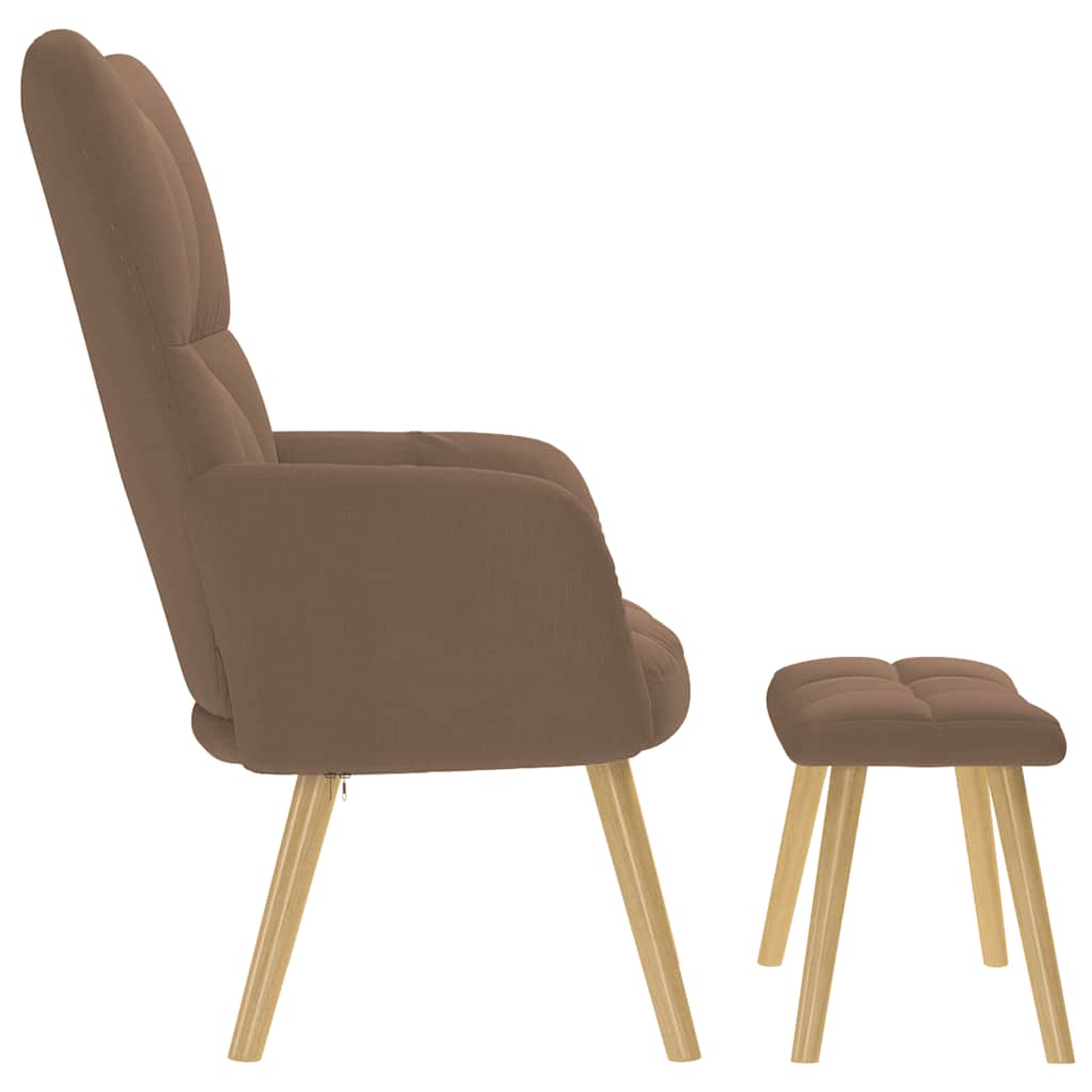Relaxsessel mit Hocker Braun Stoff