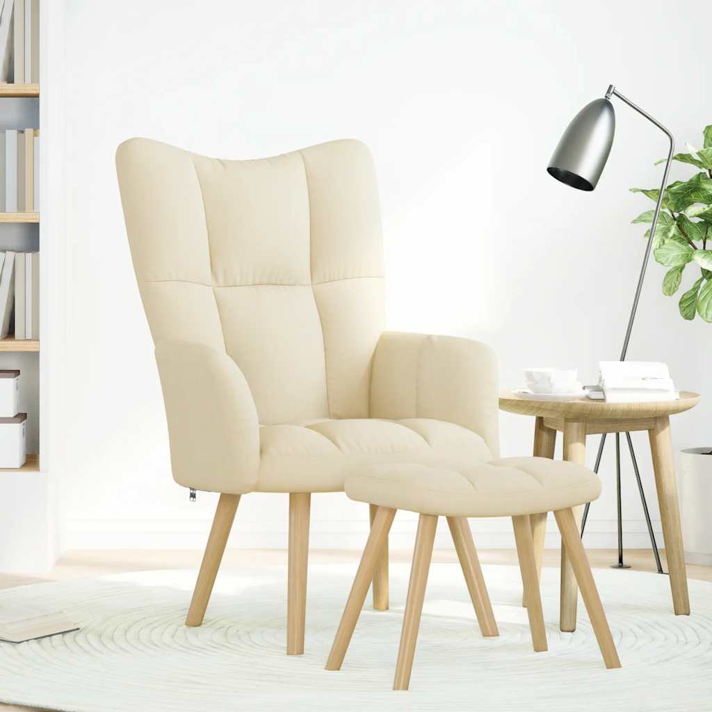 Relaxsessel mit Hocker Creme Stoff