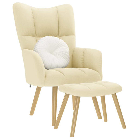 Relaxsessel mit Hocker Creme Stoff