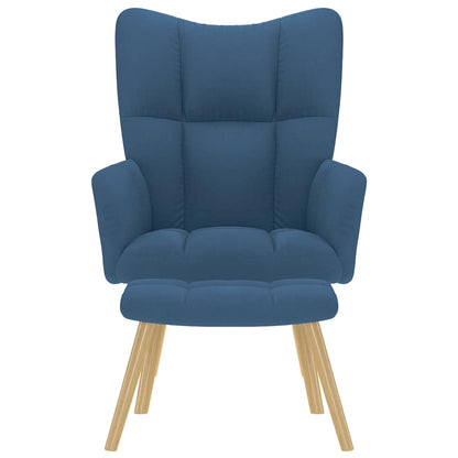 Relaxsessel mit Hocker Blau Stoff