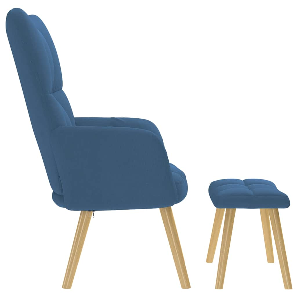 Relaxsessel mit Hocker Blau Stoff