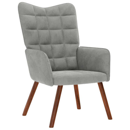 Relaxsessel mit Hocker Hellgrau Samt
