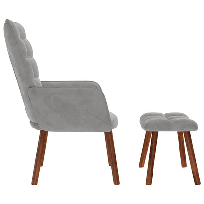 Relaxsessel mit Hocker Hellgrau Samt