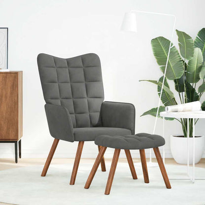 Relaxsessel mit Hocker Dunkelgrau Samt