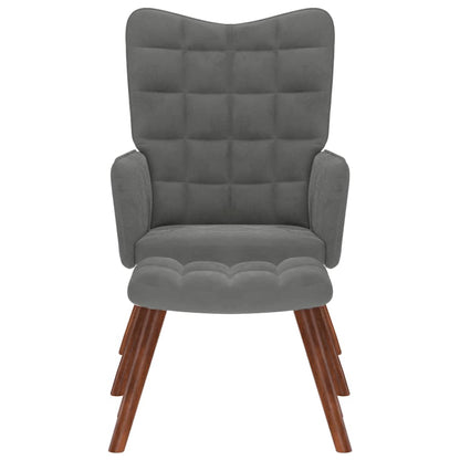 Relaxsessel mit Hocker Dunkelgrau Samt