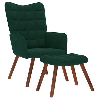 Relaxsessel mit Hocker Dunkelgrün Samt