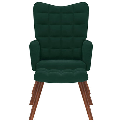 Relaxsessel mit Hocker Dunkelgrün Samt